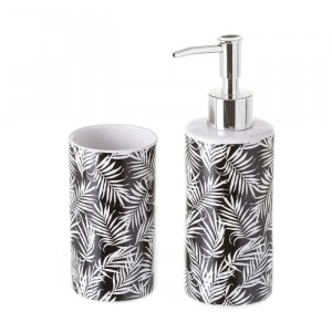Set 2 accesorii baie albe/negre din ceramica Palm The Home Collection