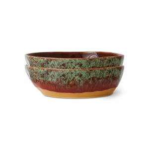 Set 2 boluri pentru paste multicolore din ceramica 19 cm 70s Cove HKliving