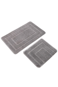 Set 2 covorase de baie gri din fibre sintetice Cerceve The Home Collection
