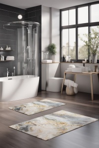 Set 2 covorase de baie multicolore din fibre sintetice CT-5019 The Home Collection