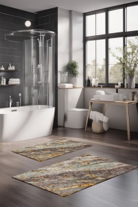 Set 2 covorase de baie multicolore din fibre sintetice CT-5056 The Home Collection