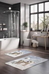 Set 2 covorase de baie multicolore din fibre sintetice CT-5137 The Home Collection