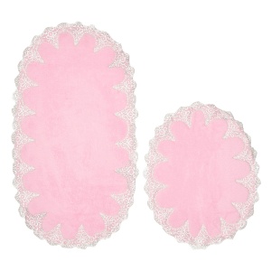 Set 2 covorase de baie roz din fibre sintetice Zara The Home Collection
