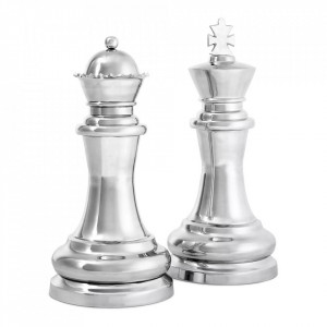Set 2 decoratiuni argintii din aluminiu King And Queen Eichholtz