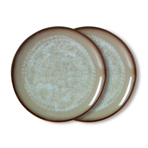 Set 2 farfurii intinse gri din ceramica 28 cm 70s Contrast HKliving