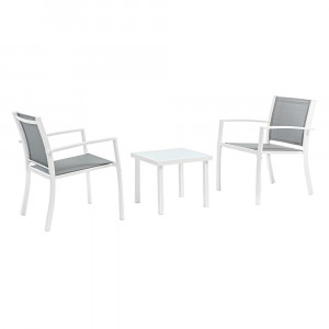Set 2 fotolii si masa de cafea alb din textil Auri Bizzotto