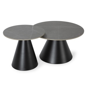Set 2 mese de cafea gri/negre din ceramica Louna Quiet Object