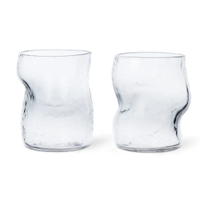 Set 2 pahare transparente din sticla 270 ml Dimple Ferm Living