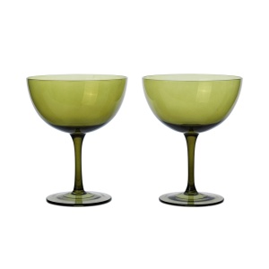 Set 2 pahare verzi pentru cocktail din sticla 245 ml Host Ferm Living