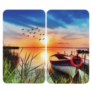 Set 2 placi protectie plita multicolore din sticla 30x52 cm Idyll Wenko