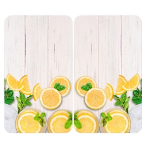 Set 2 placi protectie plita multicolore din sticla 30x52 cm Lemon Wenko
