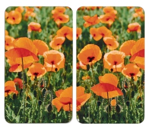 Set 2 placi protectie plita multicolore din sticla 30x52 cm Poppy Field Wenko