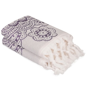 Set 2 prosoape ecru/mov din bumbac 50x90 cm Marcello The Home Collection