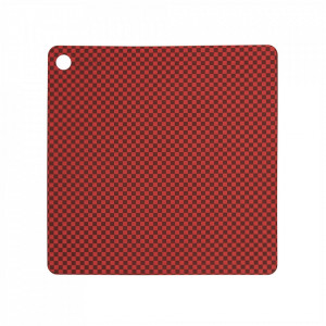 Set 2 protectii masa rosii din silicon 38x38 cm Checker Oyoy