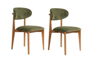 Set 2 scaune dining verzi/maro stejar inchis din bumbac Lionte The Home Collection
