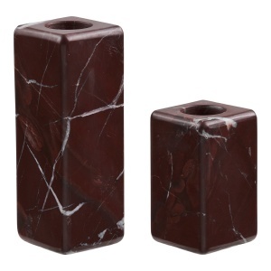Set 2 suporturi lumanare din marmura rosie Chestnut House Nordic