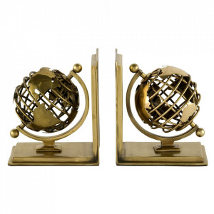 Set 2 suporturi pentru carti aurii din inox si aluminiu Globe Eichholtz
