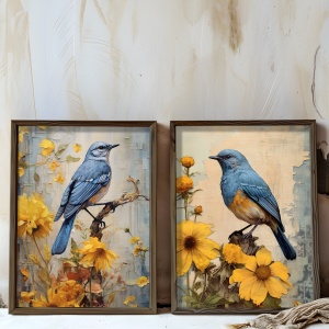 Set 2 tablouri multicolore din lemn 35x47 cm AI204 The Home Collection