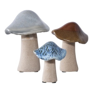 Set 3 decoratiuni multicolore din ceramica Mushrooms House Nordic