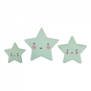 Set 3 decoratiuni verde menta din PVC Stars A Little Lovely Company