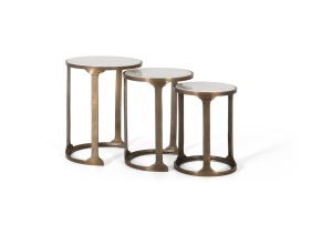Set 3 mese de cafea albe/aurii din metal Veda Giner y Colomer