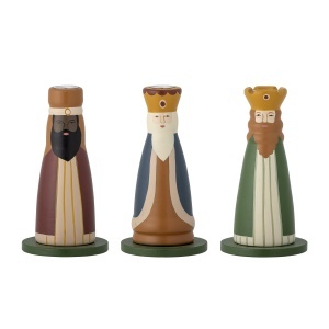 Set 3 suporturi lumanari albe din lemn 11 cm Betiel Bloomingville