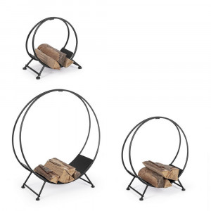 Set 3 suporturi pentru lemne negre din metal Efesto Bizzotto