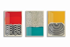 Set 3 tablouri multicolor din fibre 30x40 cm UDC15 The Home Collection