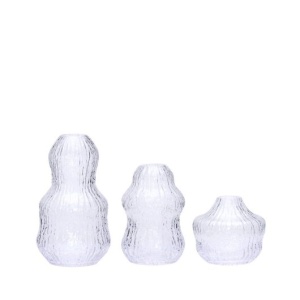 Set 3 vaze transparente din sticla Fuyu Hubsch