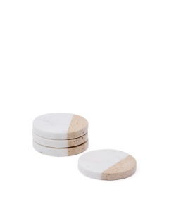 Set 4 coastere albe din marmura Nivol Kave Home