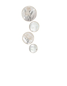 Set 4 decoratiuni de perete multicolore din sticla Roundmirrorset The Home Collection