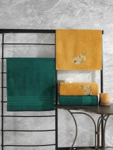Set 4 prosoape verde/galben din bumbac 50x90 cm Hamam Setı The Home Collection