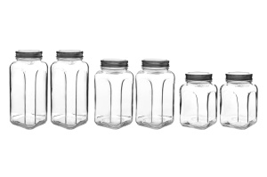 Set 6 borcane transparente/argintii din sticla SHYMIX6LI The Home Collection