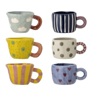 Set 6 cani multicolore din ceramica 110 ml Nini Bloomingville