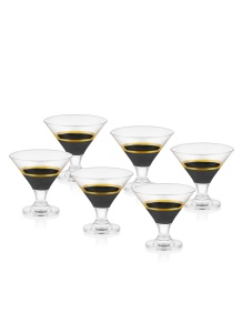 Set 6 cupe pentru inghetata negre/aurii din sticla GLW0005 The Home Collection