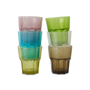 Set 6 pahare multicolore din sticla 9x10 cm 70s Mineral HKliving
