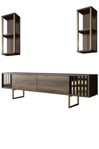 Set comoda TV cu 2 etajere maro/negru Gold Line The Home Collection