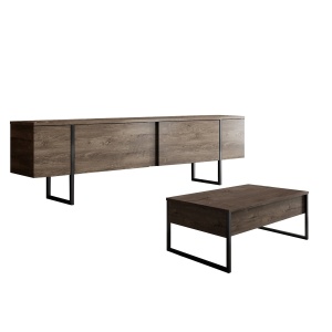 Set comoda TV si masa de cafea maro/negru Luxe Set The Home Collection