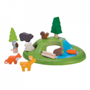 Set de joaca 15 piese multicolor din lemn Animal Plan Toys