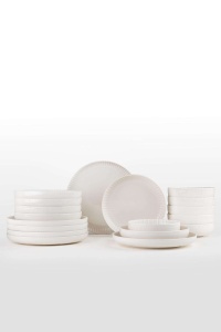 Set de masa 18 piese albe din ceramica BNCRS18Y400 The Home Collection