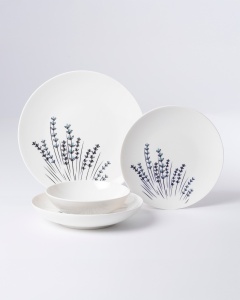 Set de masa 24 piese albe/albastre din ceramica GBSATN24KY4E40711 The Home Collection