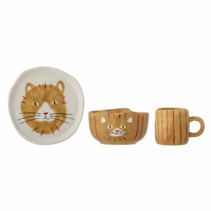 Set de masa 3 piese din ceramica Kittie Bloomingville Mini