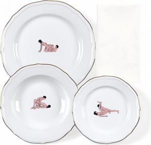Set de masa 4 piese albe din ceramica Seikantai Inclined Seletti