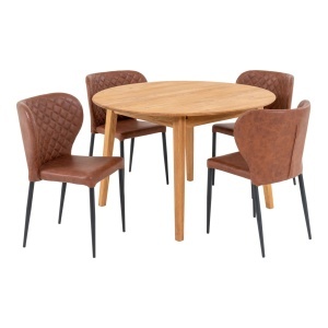 Set masa dining extensibila si 4 scaune maro din metal Metz Pisa House Nordic