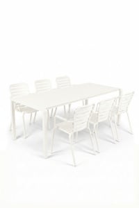 Set masa dining si 6 scaune exterior albe din metal Vondel Large Chair Zuiver