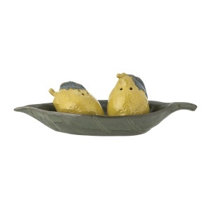 Set solnita si pipernita cu platou galbena/verde din ceramica Limone Bloomingville