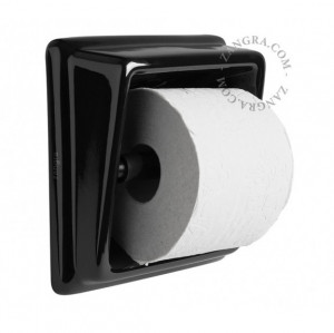 Suport hartie igienica negru din portelan Minimal Zangra