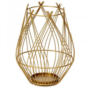 Suport lumanare auriu din metal 28 cm Lamet Thai Natura