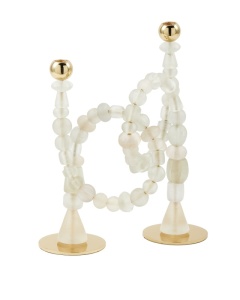 Suport lumanari auriu/alb din metal 38 cm Beads Pols Potten