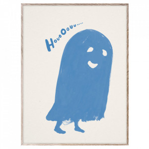 Tablou albastru cu rama din lemn 30x40 cm Houooouu Blue Paper Collective